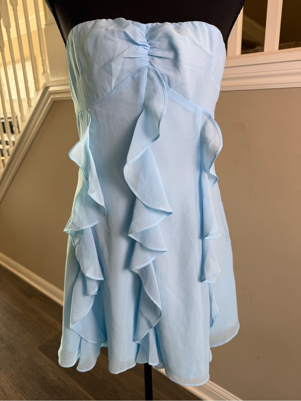 Hello Molly Light Blue Ruffle Strapless Dress